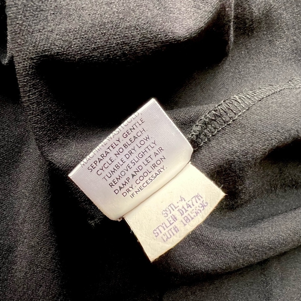 Eileen Fisher Deep V Neck Black Midi Dress with Sleeves size Large - Picture 7 of 7